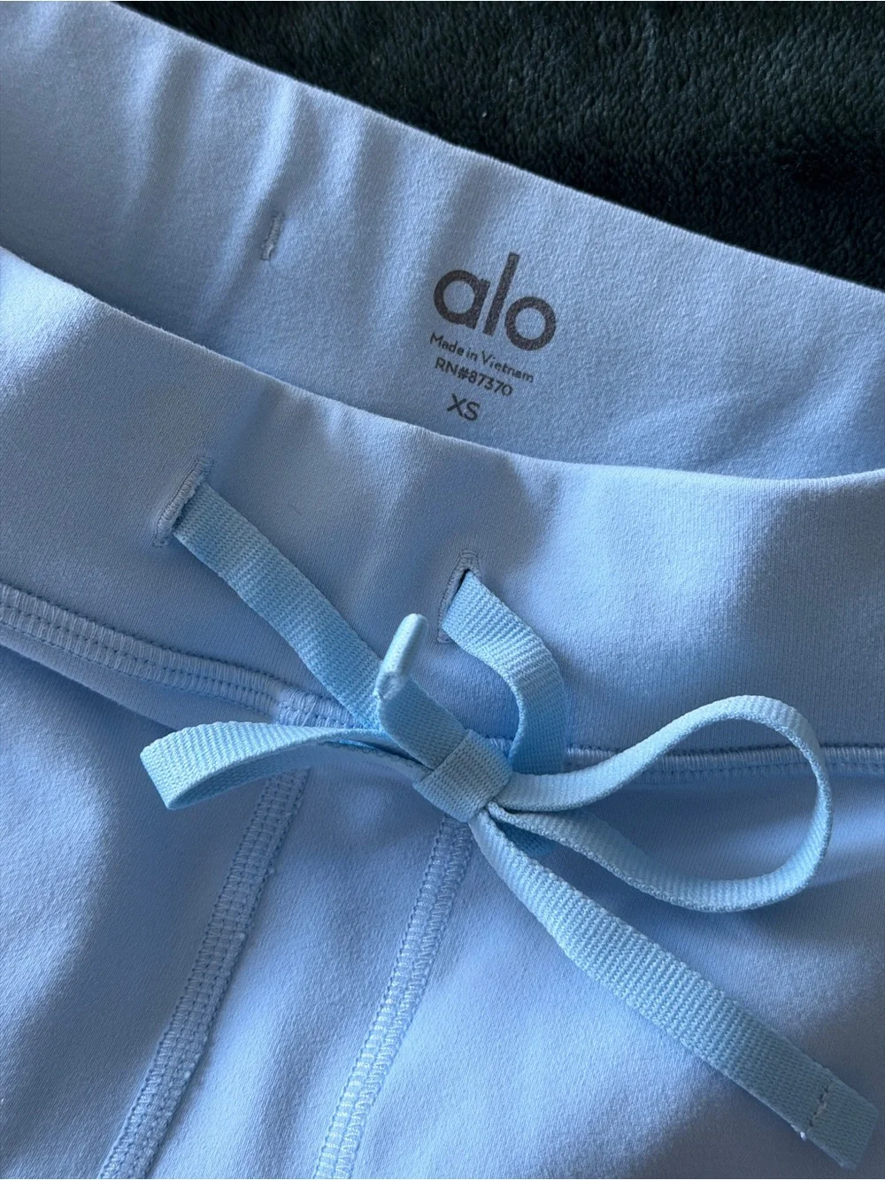 Alo Light Blue Women’s Bike Shorts with Drawstring